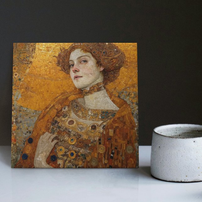 Golden Phase Gustav Klimt Mosaic Edwardian Woman C Ceramic Tile (Creator Uploaded)
