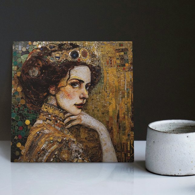 Golden Phase Gustav Klimt Mosaic Edwardian Woman C Ceramic Tile (Creator Uploaded)