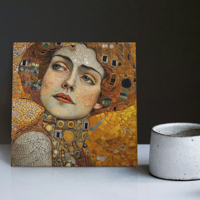 Golden Phase Gustav Klimt Mosaic Edwardian Woman C Ceramic Tile (Creator Uploaded)