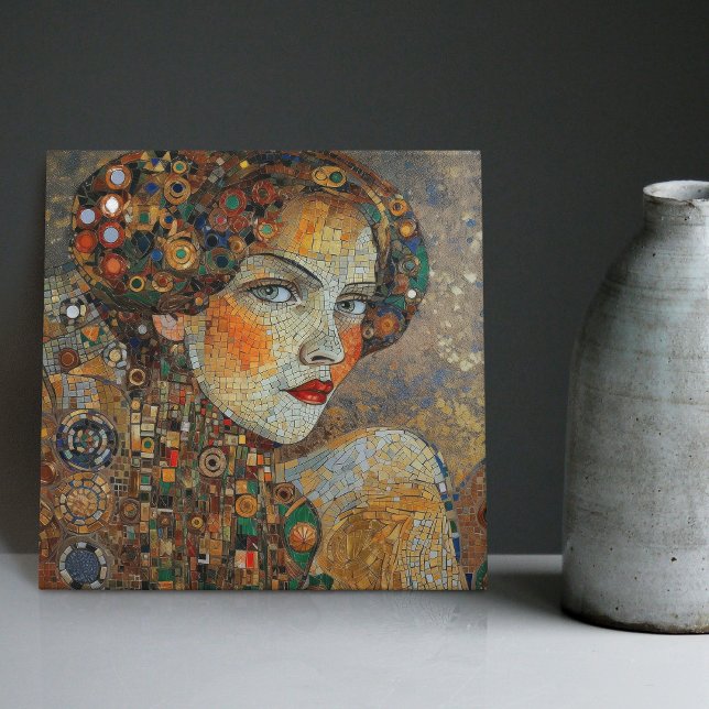 Golden Phase Gustav Klimt Mosaic Edwardian Woman Ceramic Tile (Creator Uploaded)