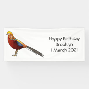 Golden pheasant bird cartoon illustration banner