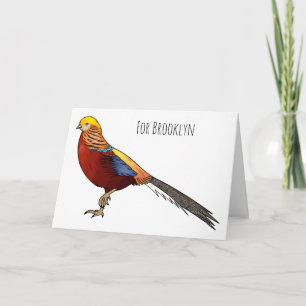 Golden pheasant bird cartoon illustration card