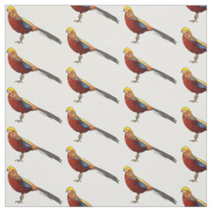 Golden pheasant bird cartoon illustration fabric