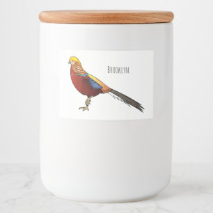 Golden pheasant bird cartoon illustration food label