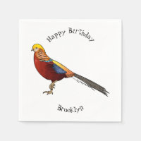 Golden pheasant bird cartoon illustration
