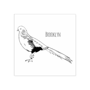 Golden pheasant bird cartoon illustration rubber stamp