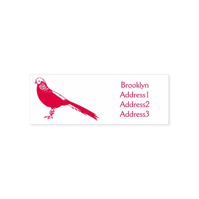 Golden pheasant bird cartoon illustration self-inking stamp (Design)