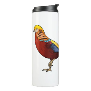 Golden pheasant bird cartoon illustration thermal tumbler