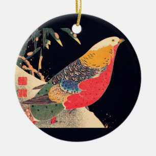 Golden Pheasant in the Snow by Ito Jakuchu Ceramic Ornament