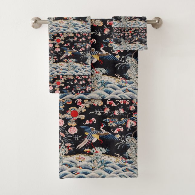 Golden Pheasant & Quing Dynasty /imperial China Bath Towel Set (Insitu)