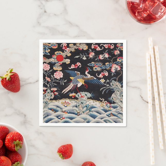 Golden Pheasant & Quing Dynasty /imperial China Napkin (Insitu)