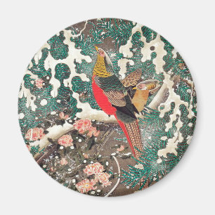 Golden Pheasants in Snow by Ito Jakuchu Magnet