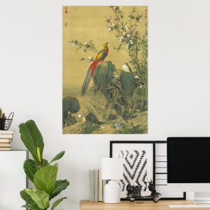 Golden Pheasants in Spring, Ancient Chinese Art Poster