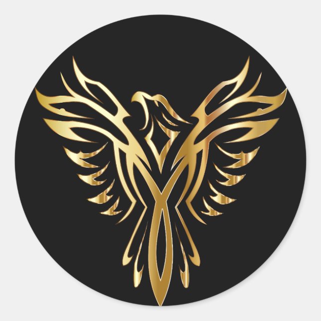 Golden Phoenix Classic Round Sticker (Front)