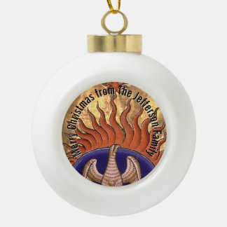 Golden Phoenix Personalised Ceramic Ball Christmas Ornament