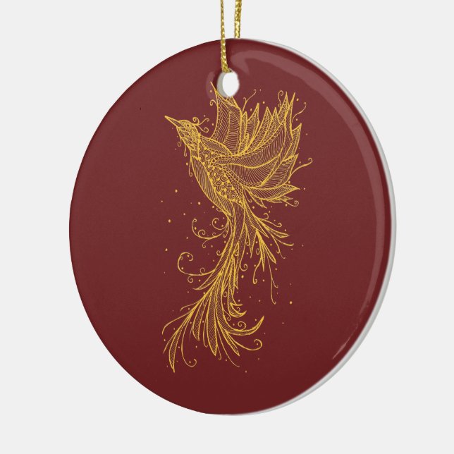 Golden Phoenix Red Ornament (Left)