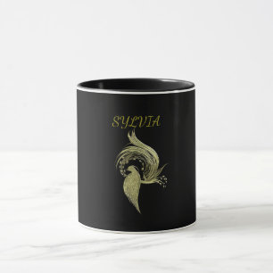 Golden Phoenix Rising Black Mug