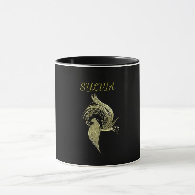 Golden Phoenix Rising Black Mug (Center)