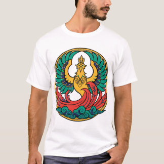 Golden Phoenix Rising Chinese Emblem Art T-Shirt