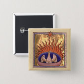 Golden Phoenix Rising From the Ashes 15 Cm Square Badge (Front & Back)