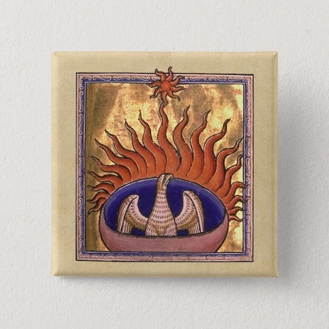 Golden Phoenix Rising From the Ashes 15 Cm Square Badge (Front)