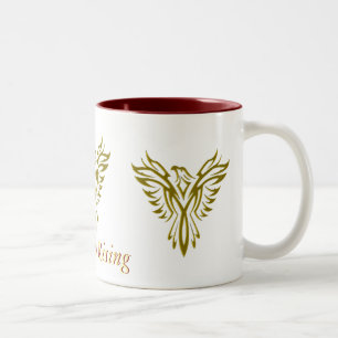 Golden Phoenix Rising two tone mug