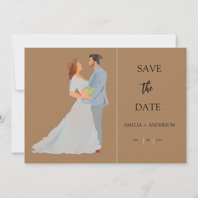 Golden Photo Customisable Save The Date (Front)