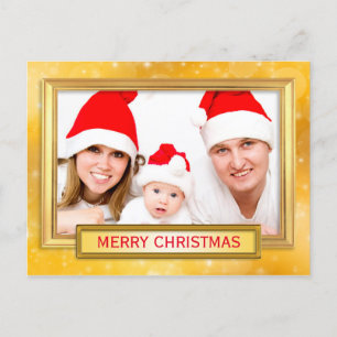 Golden Photo Frame I + your photo & text Holiday Postcard