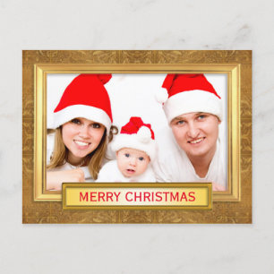 Golden Photo Frame III + your photo & text Holiday Postcard