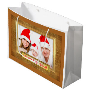 Golden Photo Frame III + your photo & text Large Gift Bag