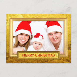 Golden Photo Frame IV + your photo & text Holiday Postcard