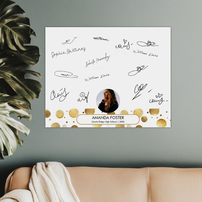Golden Photo Graduation Party Signature Poster (Creator Uploaded)
