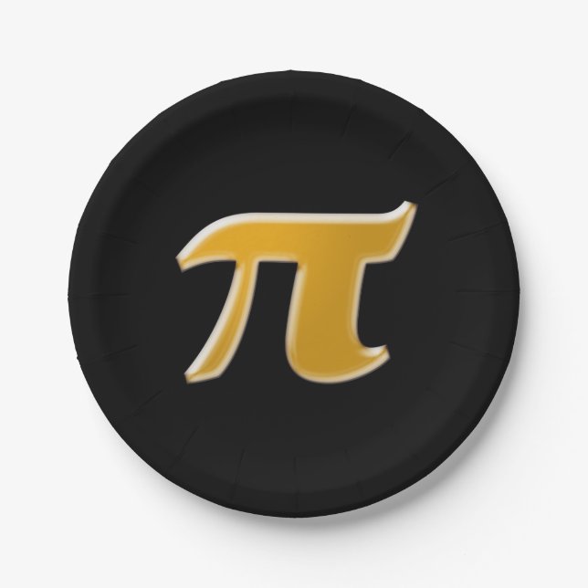 Golden PI on Black Paper Plate (Front)