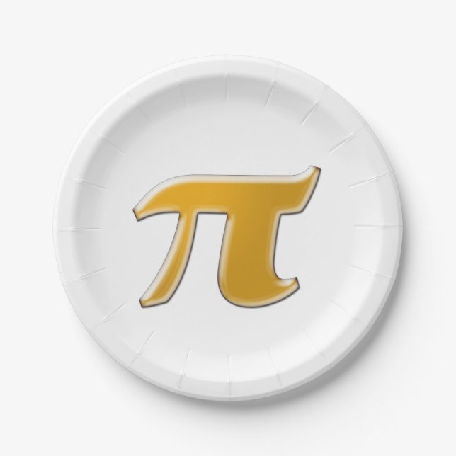 Golden PI on White Paper Plate (Front)