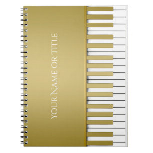 Golden Piano Keyboard Personalised Notebook