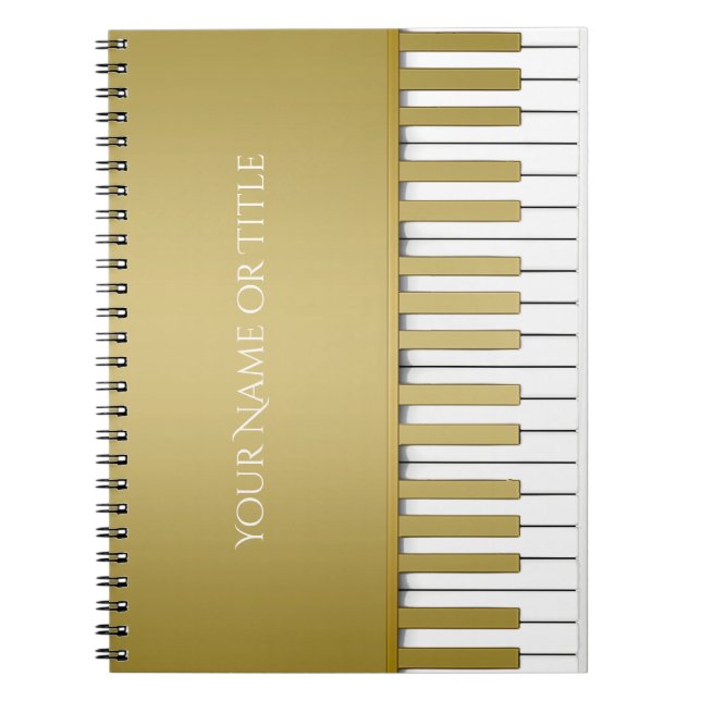 Golden Piano Keyboard Personalised Notebook (Front)