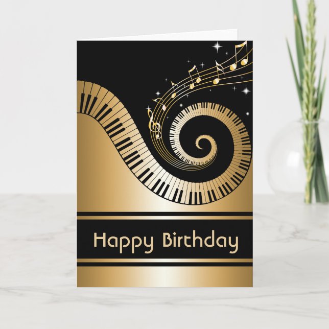 Golden Piano Keys and Gold Music Notes (Front)