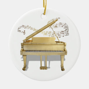 Golden Piano Ornament