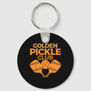 Golden Pickle Club Funny Pickleball Players Pickle Key Ring