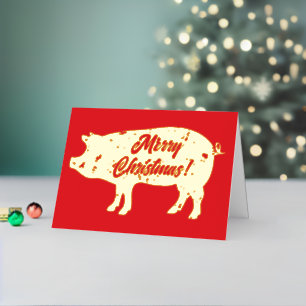 Golden pig foil Christmas greeting card