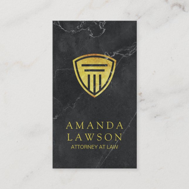 Golden Pillar Shield | Black Marble | Attorney Appointment Card (Front)