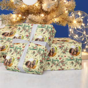Golden Pine Frame Wrapping Paper
