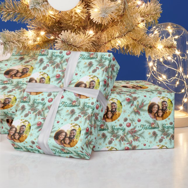 Golden Pine Frame Wrapping Paper (Holidays)