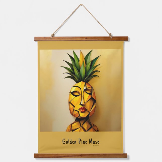 Golden Pine Muse - Pineapple Empire Designs Hanging Tapestry (Front)