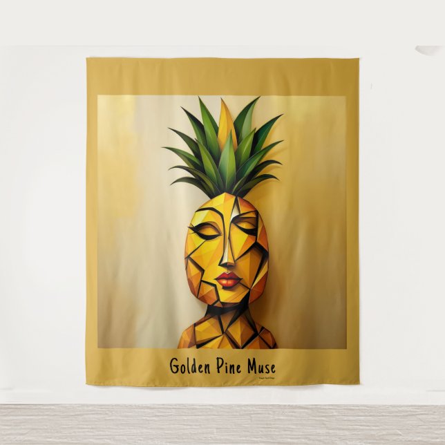 Golden Pine Muse - Pineapple Empire Designs Tapestry (Front)