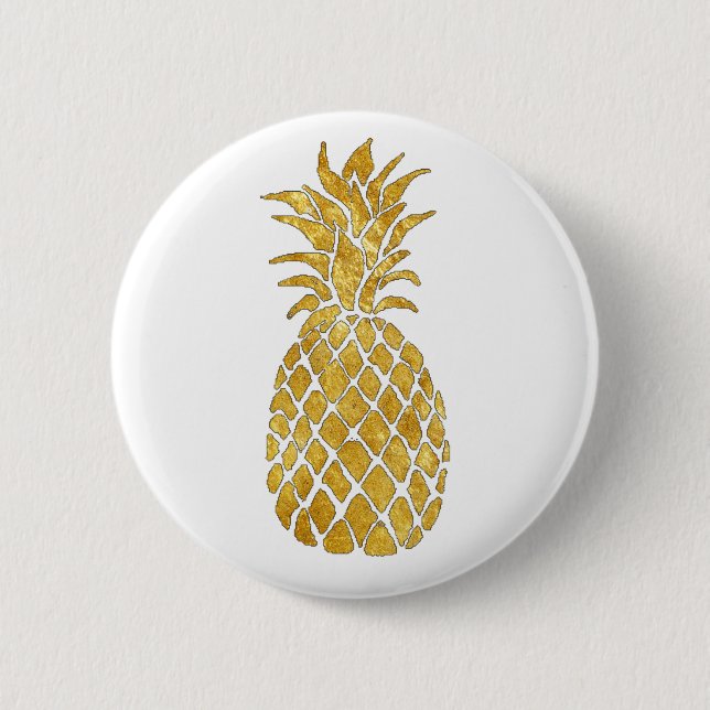 golden pineapple 6 cm round badge (Front)