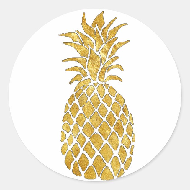 golden pineapple classic round sticker (Front)