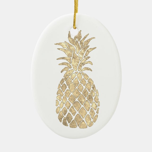 golden pineapple design ceramic tree decoration (Front)