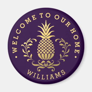 Golden Pineapple Elegant Welcome Magnet