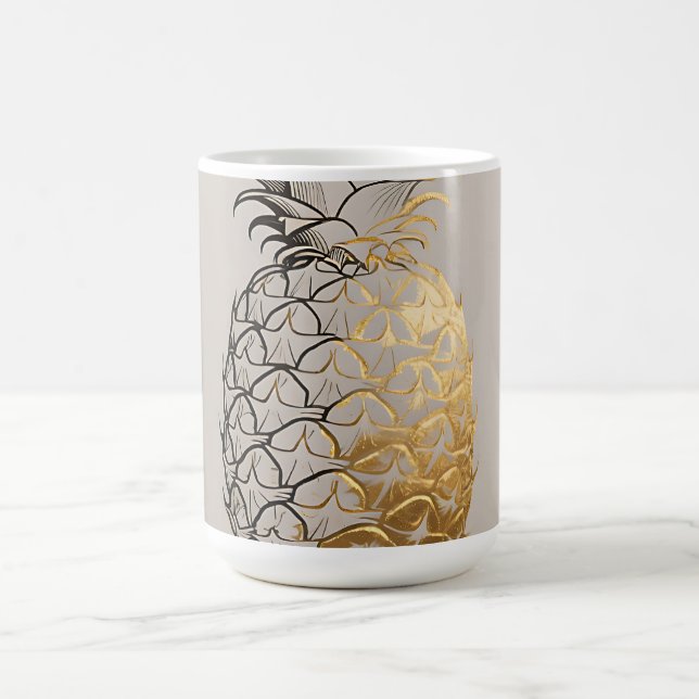 Golden Pineapple Line Art Coffee Mug (Center)
